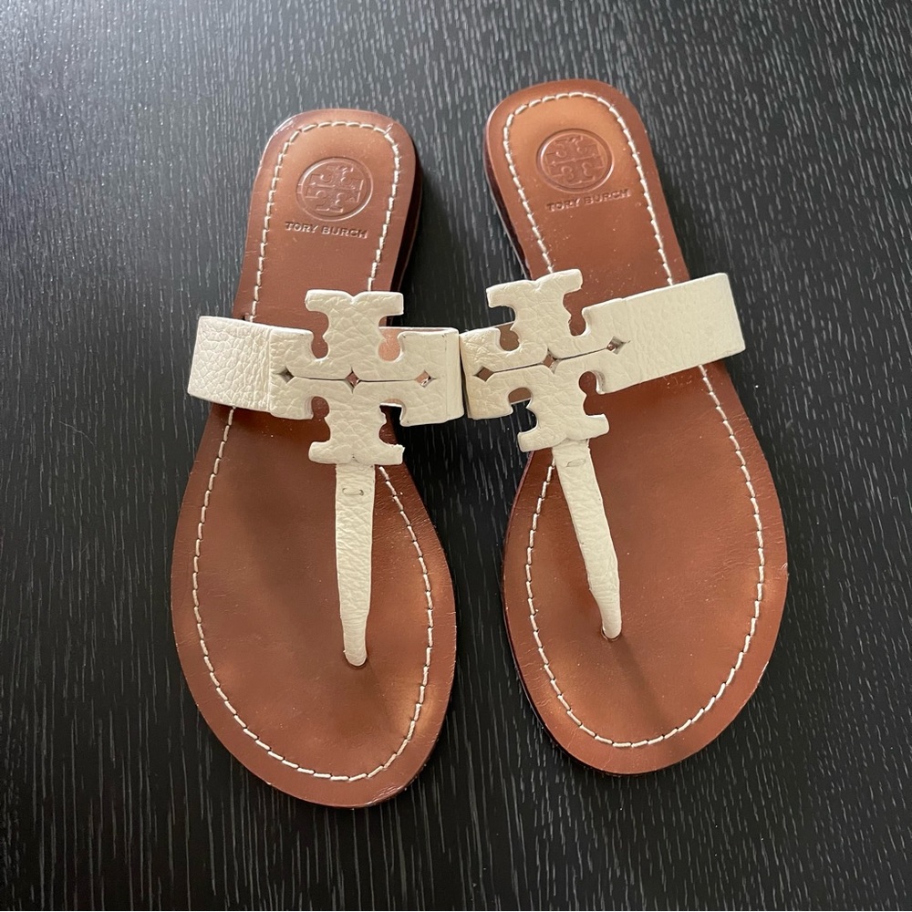 Tory Burch white leather sandals